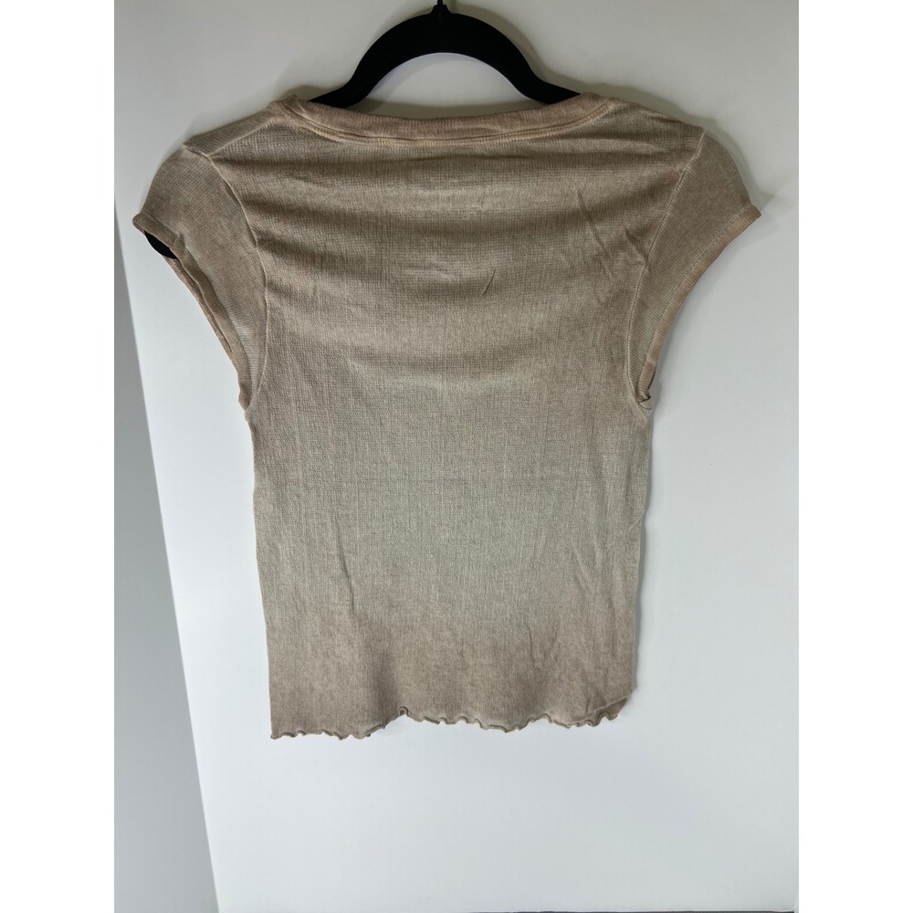 Free People Movement Free Throw Muscle Tank Tan Ribbed Lettuce Edge Size XS S - Picture 9 of 9